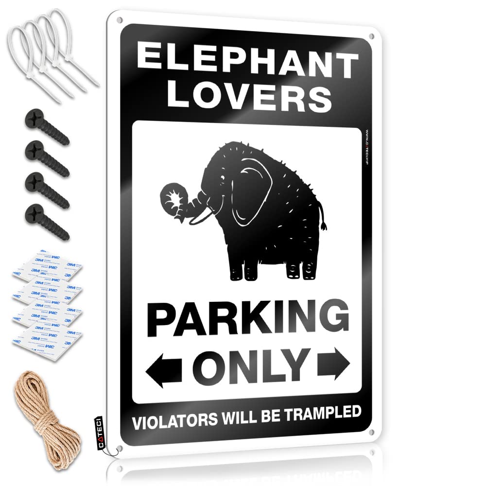Metal Sign Decor Vintage Elephant Lovers Parking Only Tin Sign(20X30CM)