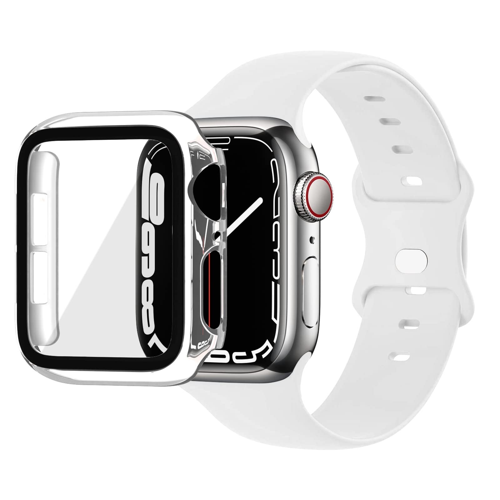 EDIMENS Sport Silicone Band Compatible with Apple Watch Bands 38mm 40mm 41mm, Soft Sport Replacement Band with Case Compatible for iwatch Series 7 6 5 4 3 2 1 SE Women Men, Pink Sand