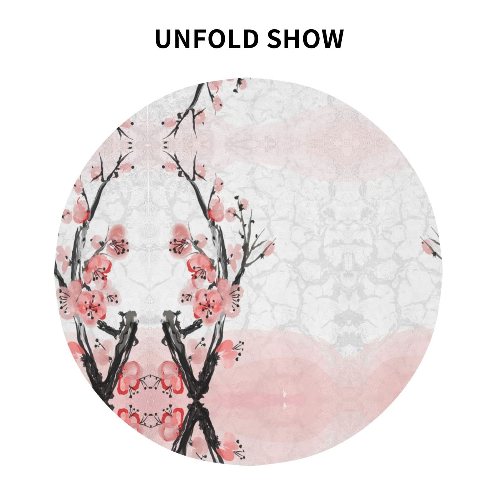 FREEHOTU Nappe Ronde épaisse En Fleurs De Cerisier Japonais, Lavable, Nappe De Table Pour Cuisine, Salle à Manger, Fête, Décoration De Table De 152,4 Cm