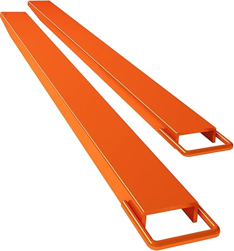 Extensión de horquilla para palets de 96 pulgadas de largo y 5.5 pulgadas de ancho, acero resistente, 1 par, amarillo