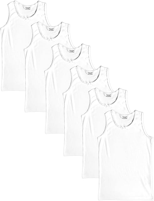 Bahob® 6 Pack Girl's Underwear Vests Soft Cotton Tank Tops Kids Sleeveless Vests Undershirts 100% Cotton 3-13 Years