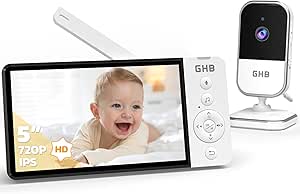 reer BabyCam Pro HD Move Digitale video-babyfoon met FHSS-technologie, groot 5 inch HD-scherm, 300 m bereik, zwenk- en kantelbare camera met nachtzicht en 4-voudige zoom