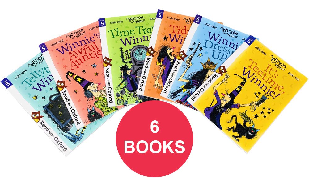 OXFORD UNIVERSITY PRESS Read With Winnie and Wilbur 6 Books Collection Set Level Stage 5 (Age 5 - 7) (It's Teatime, Dresses Up, Tidy Up, Time Travel, Awful Auntie & Tellytastic)