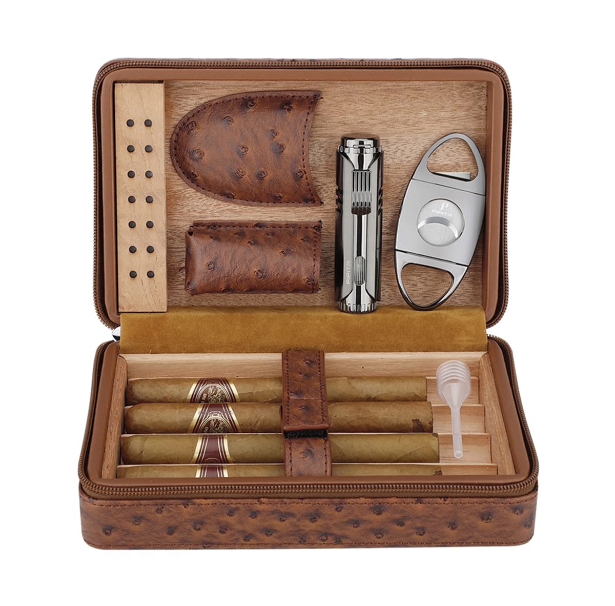Buy PIPITA Cigar Humidor, Elegant Leather Pattern Travel Cigar Case