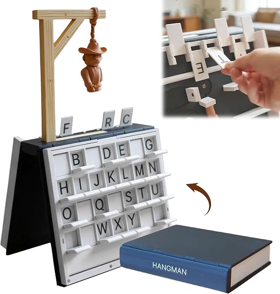 Jeu du Pendu Magnétique, Hangman Jeu de Pendule Magnétique, Format Livre, Portable, Jeu De Devinettes Mystère du Pendu Magnétique, Devine Le Mot Avant D'être Pendu, Jeu de Voyage Amusant - 1