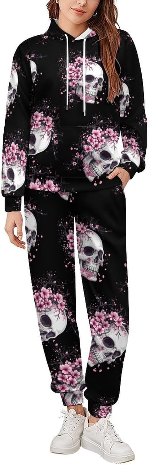 Japanese Skull 2 Piece Tracksuits Sports Jogging Sweatsuits Set for Men Women