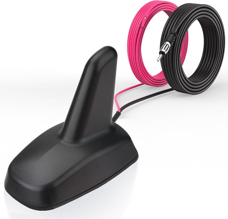 Antena universal de aleta de tiburón para auto, camión, RV, amplificador de señal de radio FM/AM con IP65 impermeable, antena de techo aerodinámica de alta ganancia (17-23 dB) para áreas urbanas/rurales/remotas