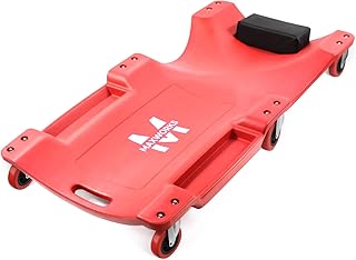 MAXWORKS 50874 40 Inch Plastic Rolling Garage Creeper with Padded Headrest and Dual Tool Trays, 300 Lbs