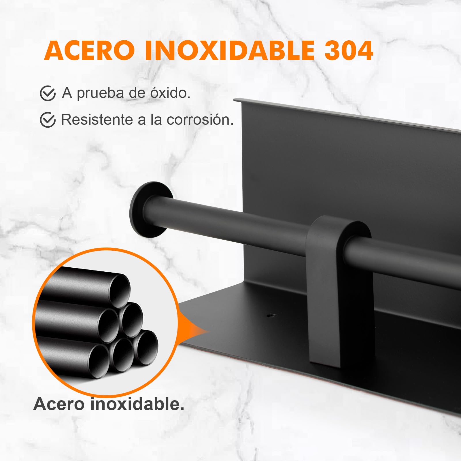 Ibergrif Portarrollos de Papel Higiénico Doble con Estante, Soporte Papel Higiénico de Acero Inoxidable para Pared, Instalación Adhesiva o con Taladro, Portarrollos para Baño o Cocina, Negro — view 5