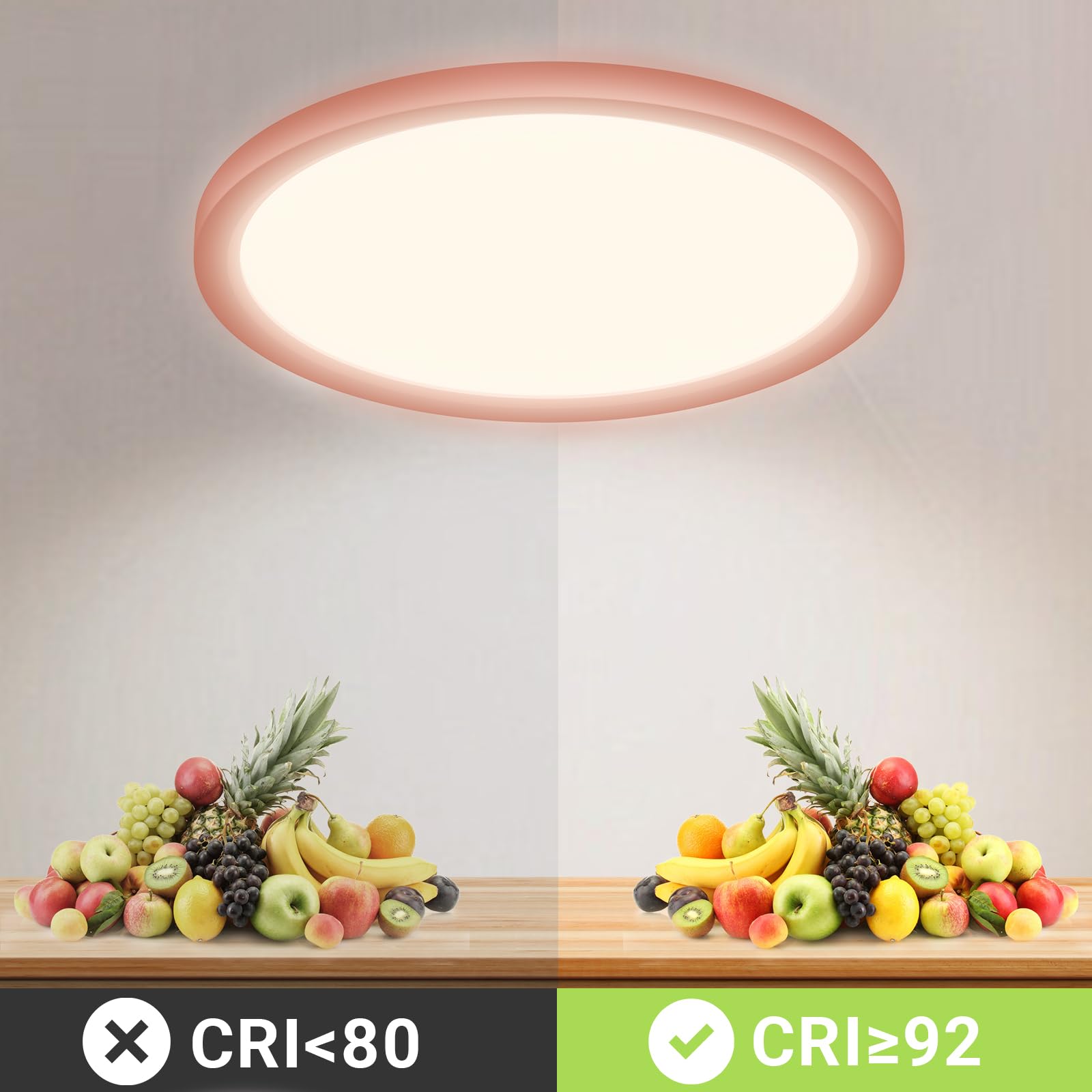 LQWELL® Plafoniera Lampada da soffitto a LED, Lampada da bagno impermeabile IP44 Rotonda Piatta 18W 4000K 1600LM Sottile per Soggiorno Bagno Camera da letto Cucina Seminterrato Ufficio, 220 * 24mm