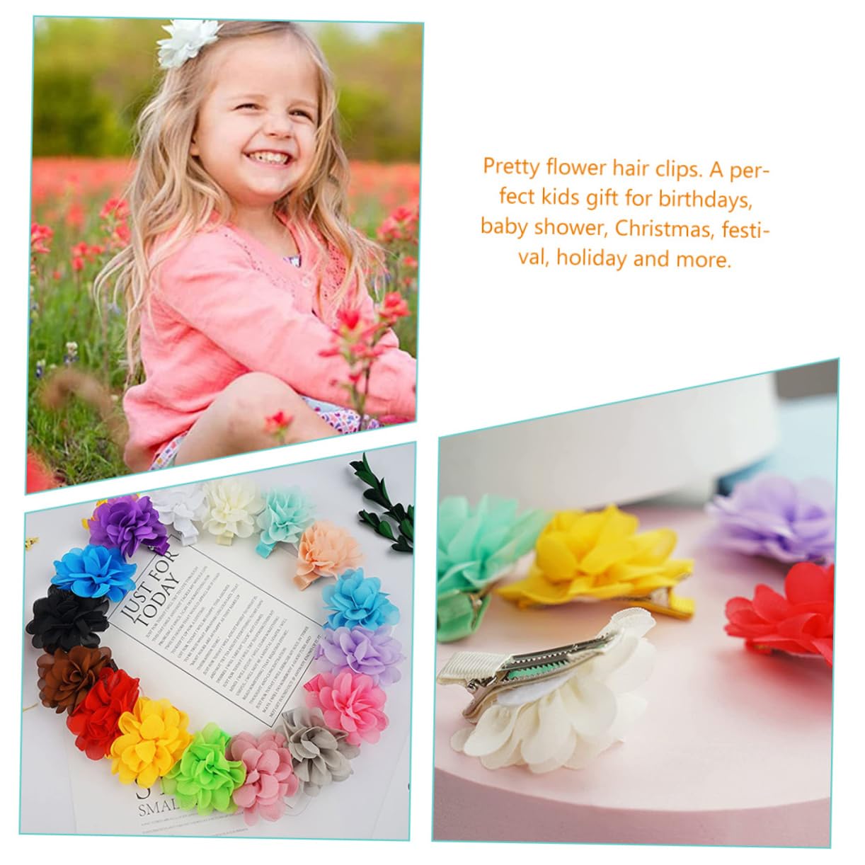 VICASKY 100pezzi Pz Fermagli Per Chiffon Forma Di Fiore Per Bambine Accessori Colorati Per Festa Di Compleanno Matrimonio e Occasioni Speciali