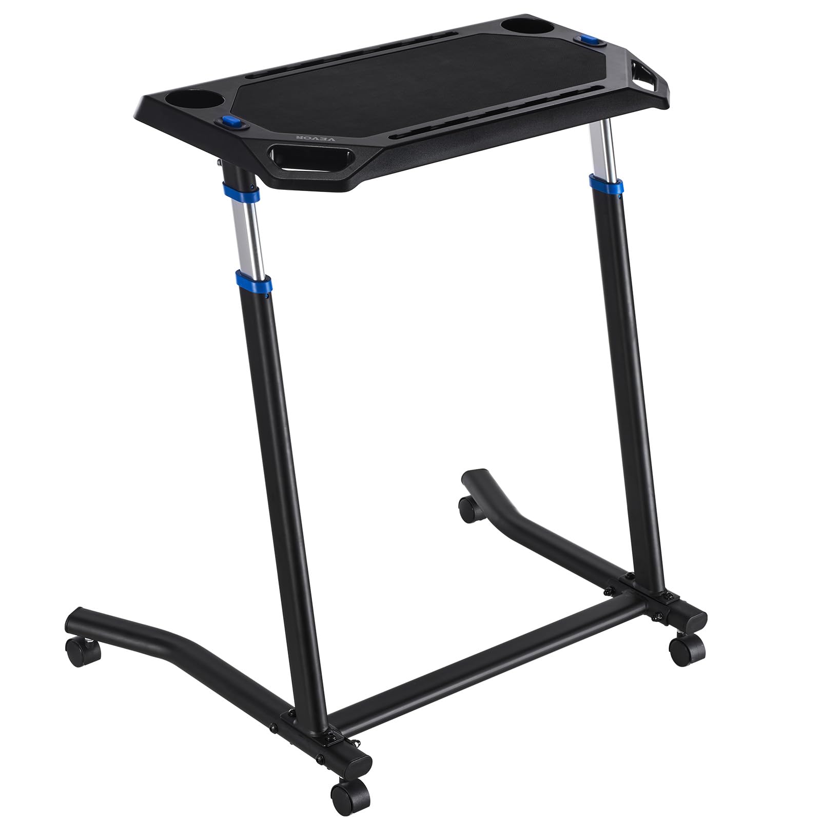 VEVOR Escritorio de ciclismo, ajustable para bicicleta y caminadora con soporte triangular, antideslizante con múltiples ranuras, escritorio de fitness con barra de asa, apto para ejercicio en casa y