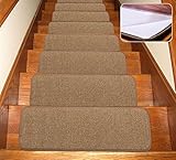 Seloom Non-Slip Stair Treads Carpet with Skid Resistant Rubber Backing Specialized for Indoor Wooden Steps, Removable Floor Rugs for Stairs(Brown Set of 13,25.5×9.5In)