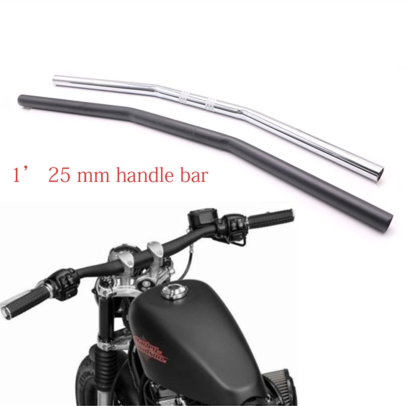 Manubrio Moto,Manubrio per Moto 1 '' 25mm Manubrio Universale per Moto Dragale Bar Dritto Dual per Sport Bike Cruiser Bobber Street Bike off Road Cafe Racer