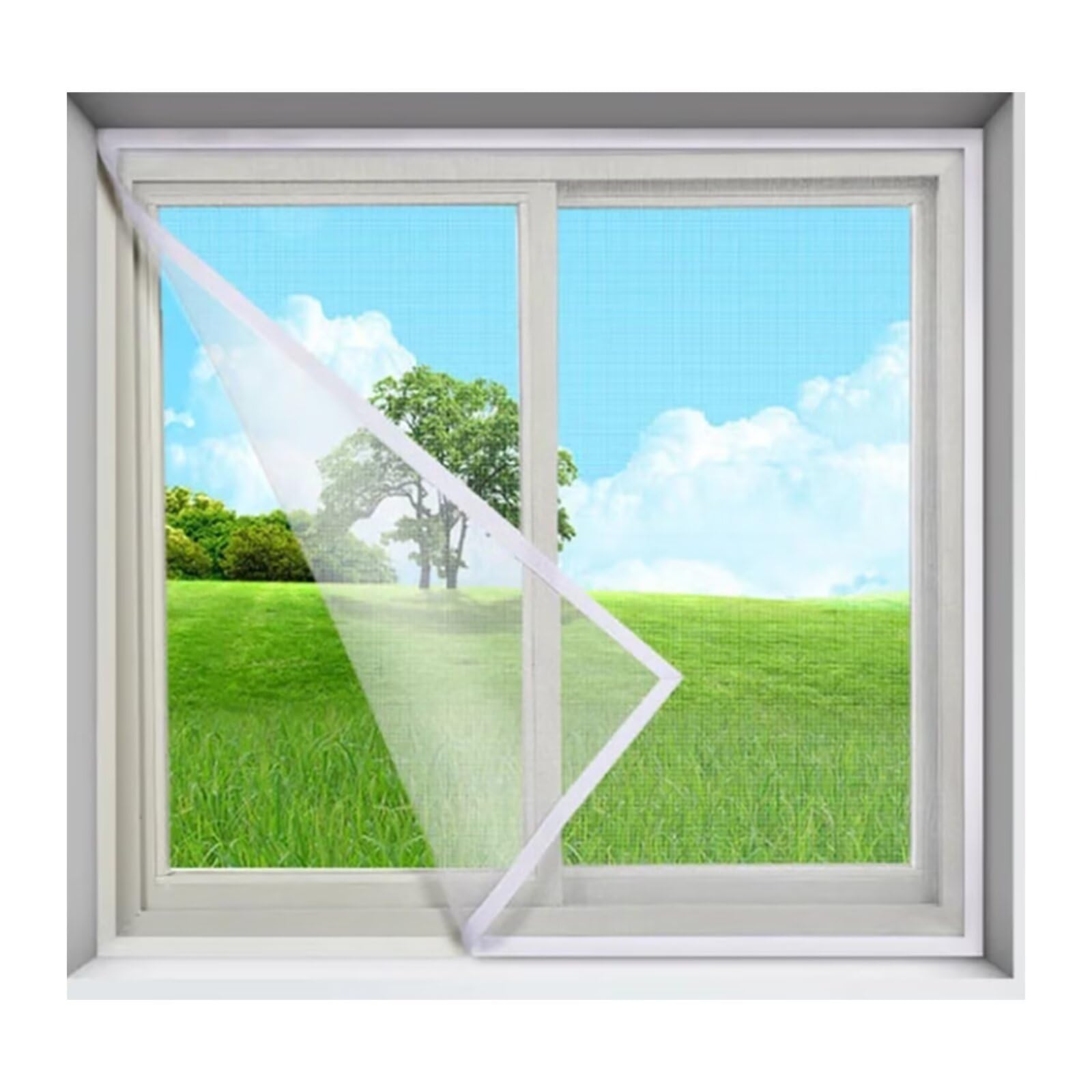 Window Insect Screen,90x110cm, Insect Mesh Window Insect Screen Without Drilling, White, W×H:90x110cm(35.4x43.3in)