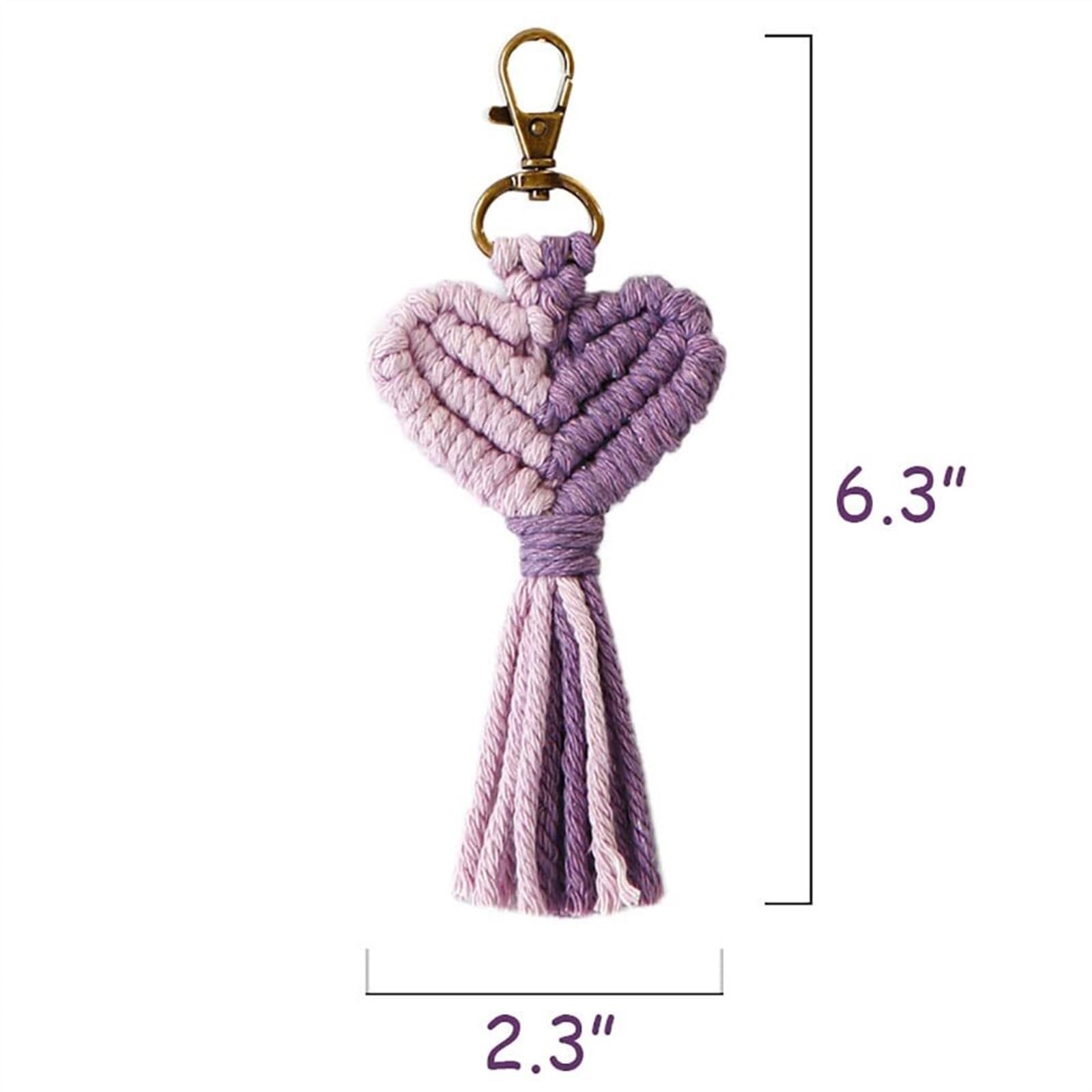 Schlüsselanhänger, Schlüsselanhänger, Kristall-Schlüsselanhänger, Herz-Makramee-Schlüsselanhänger, Handtasche, Tasche, handgefertigt, Webquaste, Charm-Zubehör, Taschenanhänger, Auto-Schlüsselanhänger