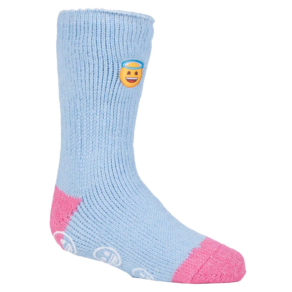 Heat Holders Unisex Kids Emoji Angel Face Kids Character Thermal Slipper Socks