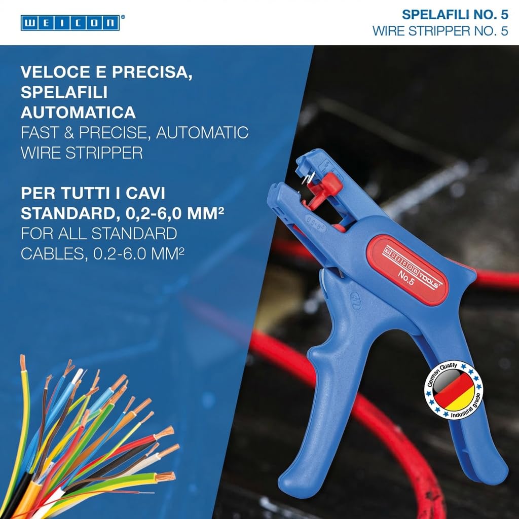 WEICON TOOLS Spelafili Automatico 0,2-6 mm² con Taglierina Laterale 2 mm