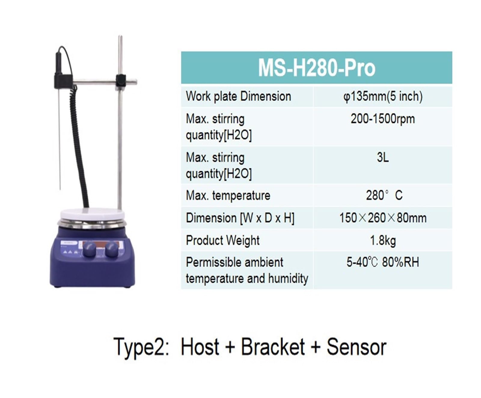 Mezclador de tubos de ensayo, Agitador magnético de placa caliente digital de laboratorio con agitador eléctrico MS-H280-Pro de placa caliente