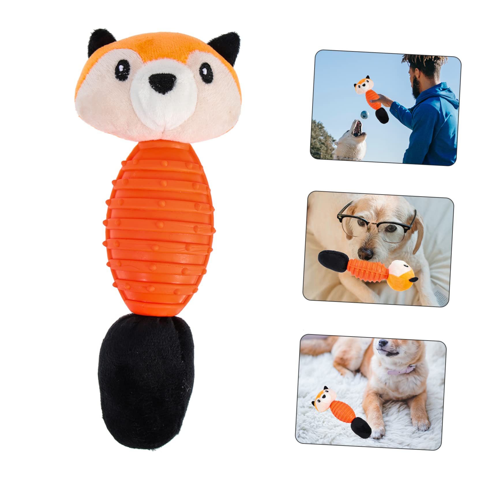 YARNOW 4pièces Jouet à Mâcher pour Chiens Jouet Interactif Et Peluche pour Nettoyage Et Amusement des Animaux Squeaky Forme De Renard pour Chiots