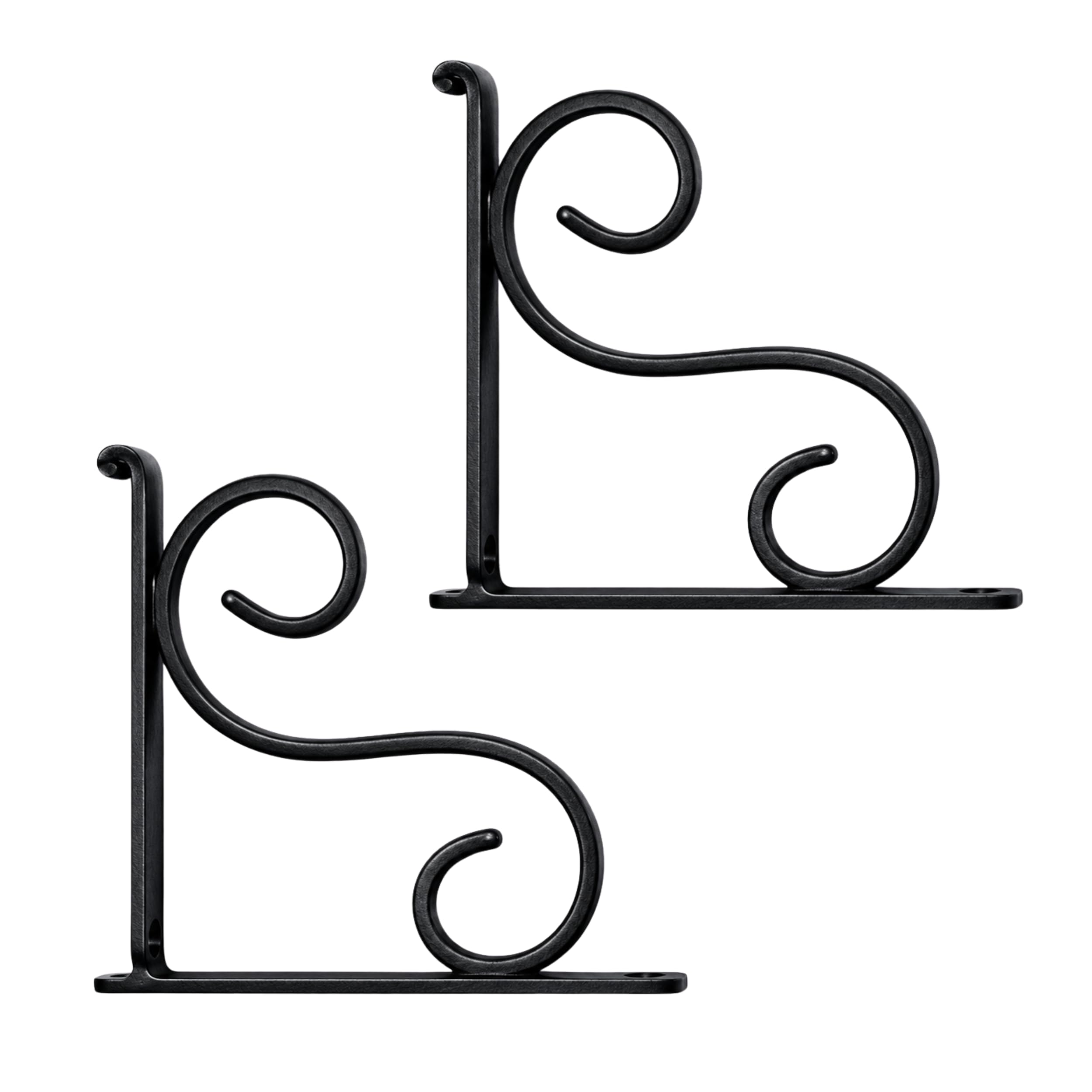Decorative Wall Shelf Brackets Set of 2, Heavy Duty Black Metal Floating Shelf Support, Scroll Iron Wall Mount Brackets for Wooden Shelves, Living Room, Kitchen, Bedroom & Garden Decor (11x11 cm)-image-13