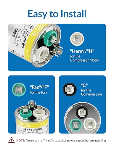 Miniatura 4 de Cobectal Condensador CBB65 35+5 uF 6% MFD 370440 VCA Condensador redondo de arranque de doble carrera para unidad de CA arranque del motor del