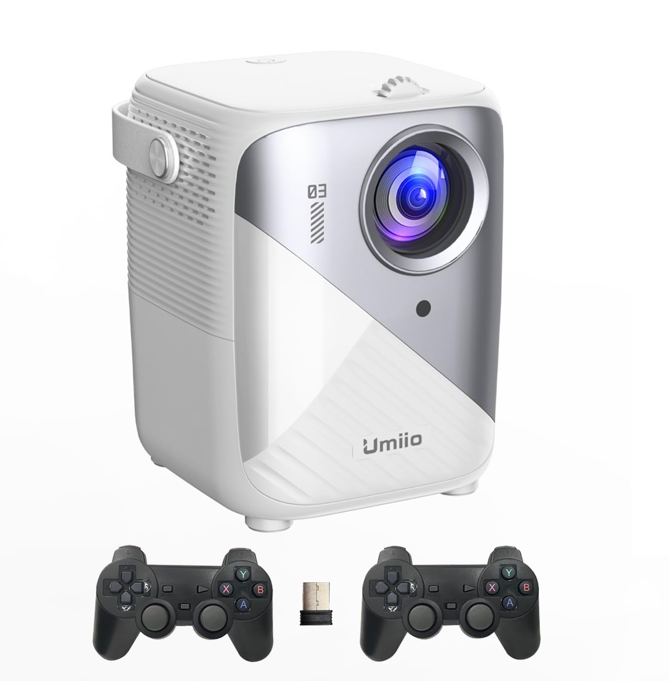 Umiio Q3 Pro WiFi Bluetooth Game Projector 4K Home Theater Video Player Projector with Dual Wireless Game Contoller Keystone Smart Projector Compatible with Android, iOS,PC, 50"-150" Screen (White)