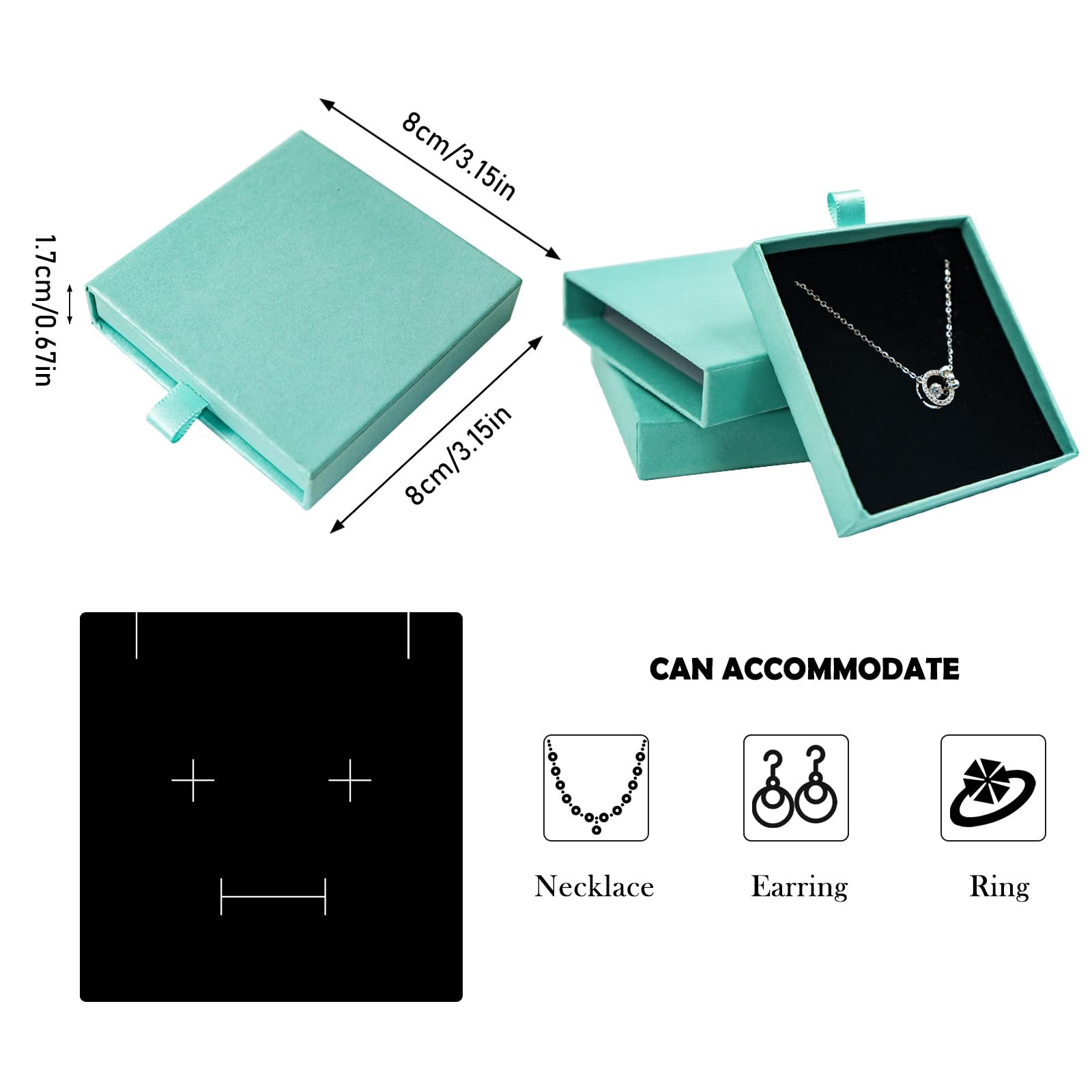 Koceci 4 PCS Jewelry Gift Box Small Cardboard Jewelry Boxes with Lids Gift Case Black Sponge Gift Box for Bracelets,Necklaces,Jewelry,Earrings (Blue and Pink)