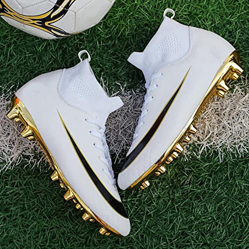 Unisex Voetbal Mannen Vrouwen Lange Spike Voetbalschoenen Volwassenen Anti-slip Voetbal Sneakers Ademende Futsal Schoenen Unisex Jongens Ademende Voetbal Sneakers,White-42 - Image 3