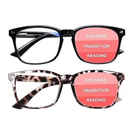 SIGVAN Progressive Multifocal Computer Glasses Women Men Blue Light Blocking Reading Glasses Spring Hinge Readers (2 Mix, 1.75)