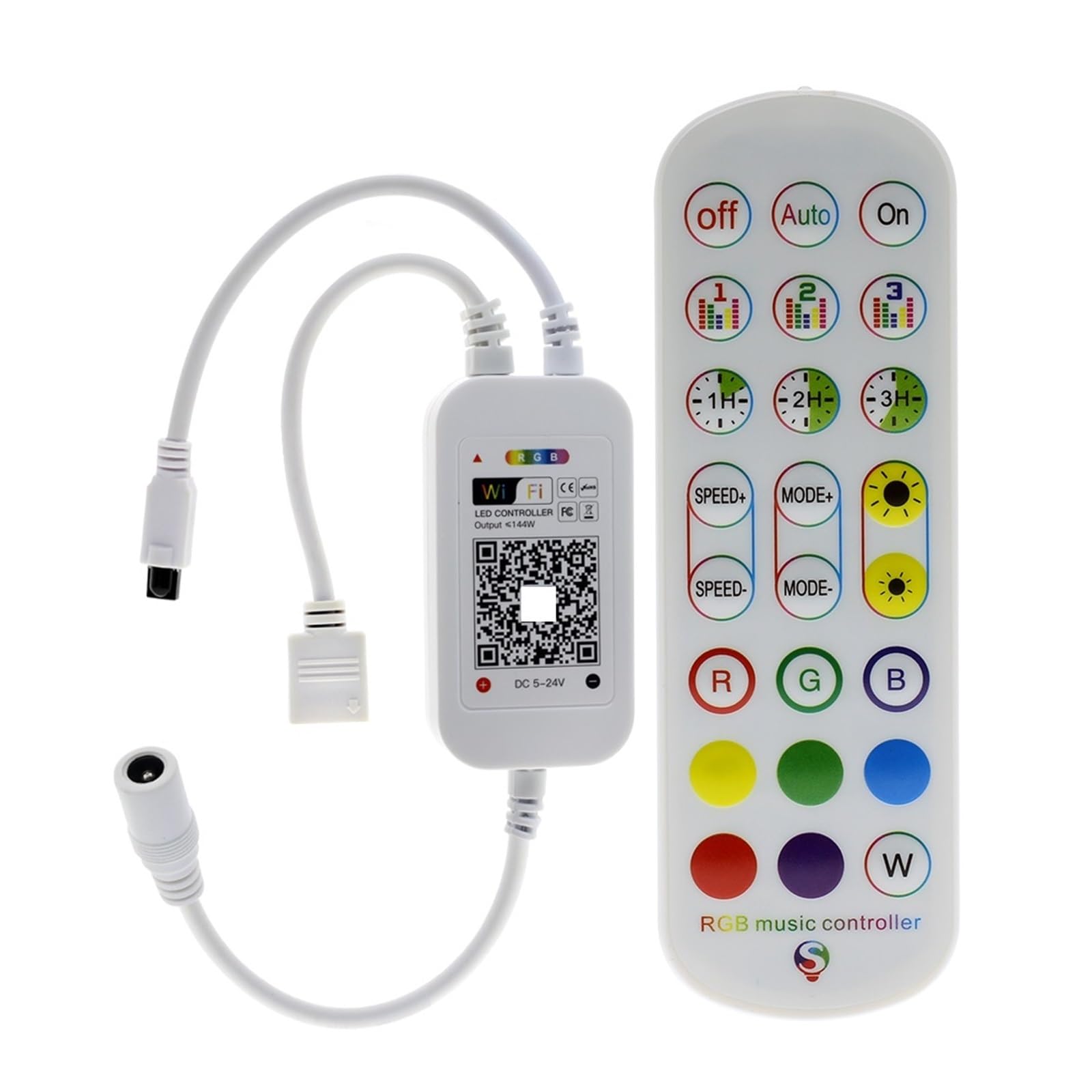 Kontroler LED RGB Wifi Kontroler muzyczny Podwójny/potrójny/Quad Wyjście 24 Klawisze Zdalne WiFi Smart LED RGB Light Strip DC5V-24V (kolor: pojedyncze wyjście)