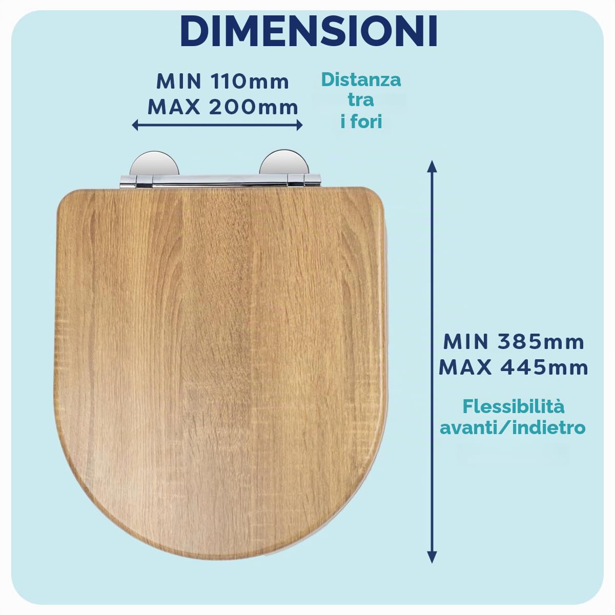 Croydex Levico Flexi-Fix - Sedile WC a forma di D, chiusura rallentata, pulsante di sgancio rapido per una facile pulizia, cerniere regolabili con fissaggi superiore e inferiore inclusi, superficie