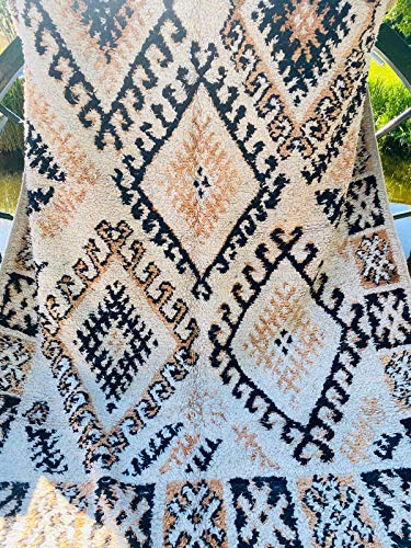 Marokkanische Beni ourain Berber Teppich Orient Teppich - 100% handgewebte natürlich Tribal Wolle Teppich - Diamant… – Bild 3