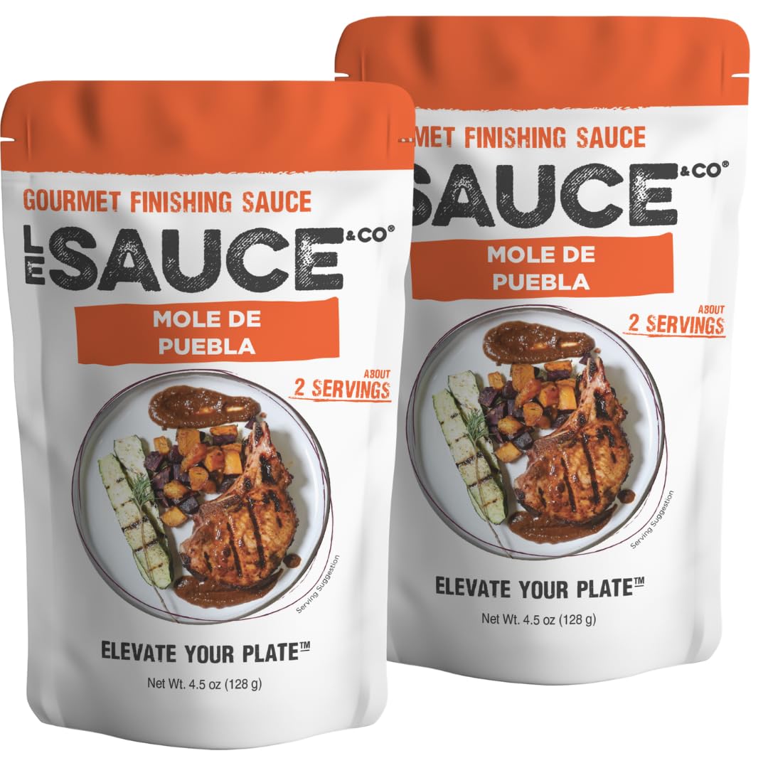 Le Sauce & Co. Gourmet Mole De Puebla, Gourmet Finishing Mexican Mole Sauce 2-pack, Authentic Mexican Sauce Great for Gourmet Food, Tacos, Burritos, Nachos, Chicken or Beef Enchiladas