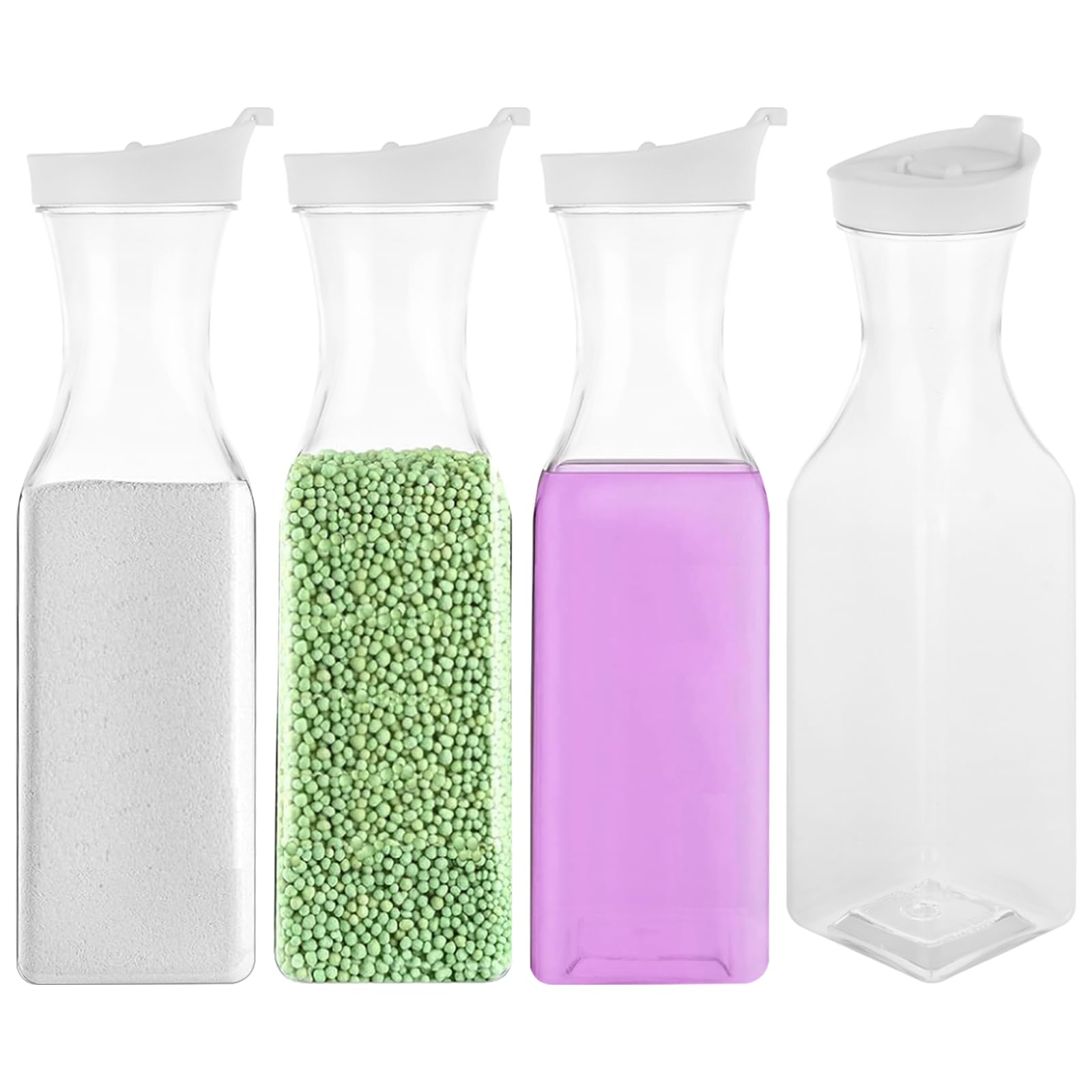LOPYXBR 4PCS Laundry Detergent Storage Bottles, 1.5L PET Washing Powder Storage Container, Durable Fabric Softener Storage Bottle Plastic for Washing Powder Bead Detergent(4 pcs/1.5L)