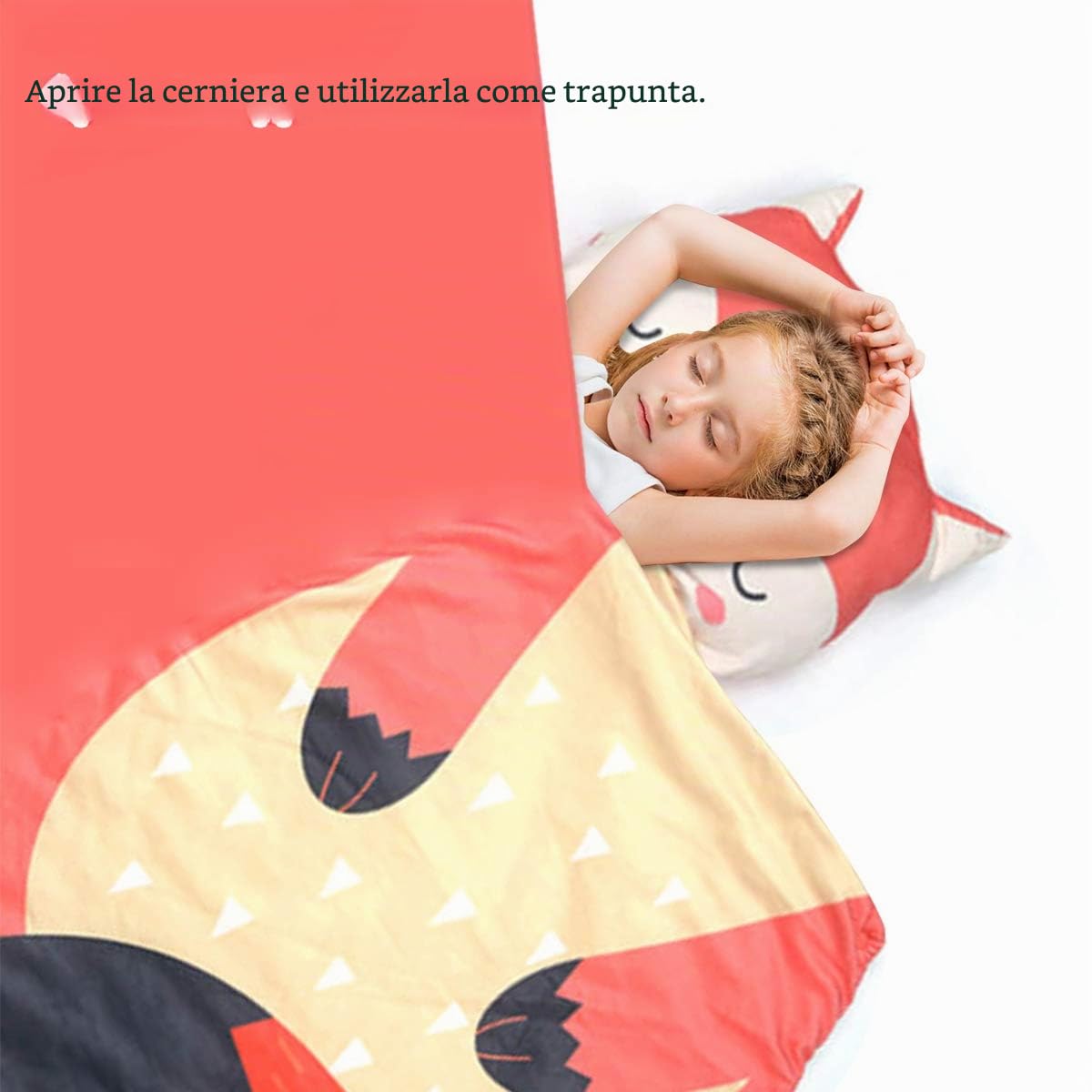 ele ELEOPTION Sacco a pelo per bambini 3 in 1, Volpe Rossa, 87 cm x 58 cm, Bambini, Unisex