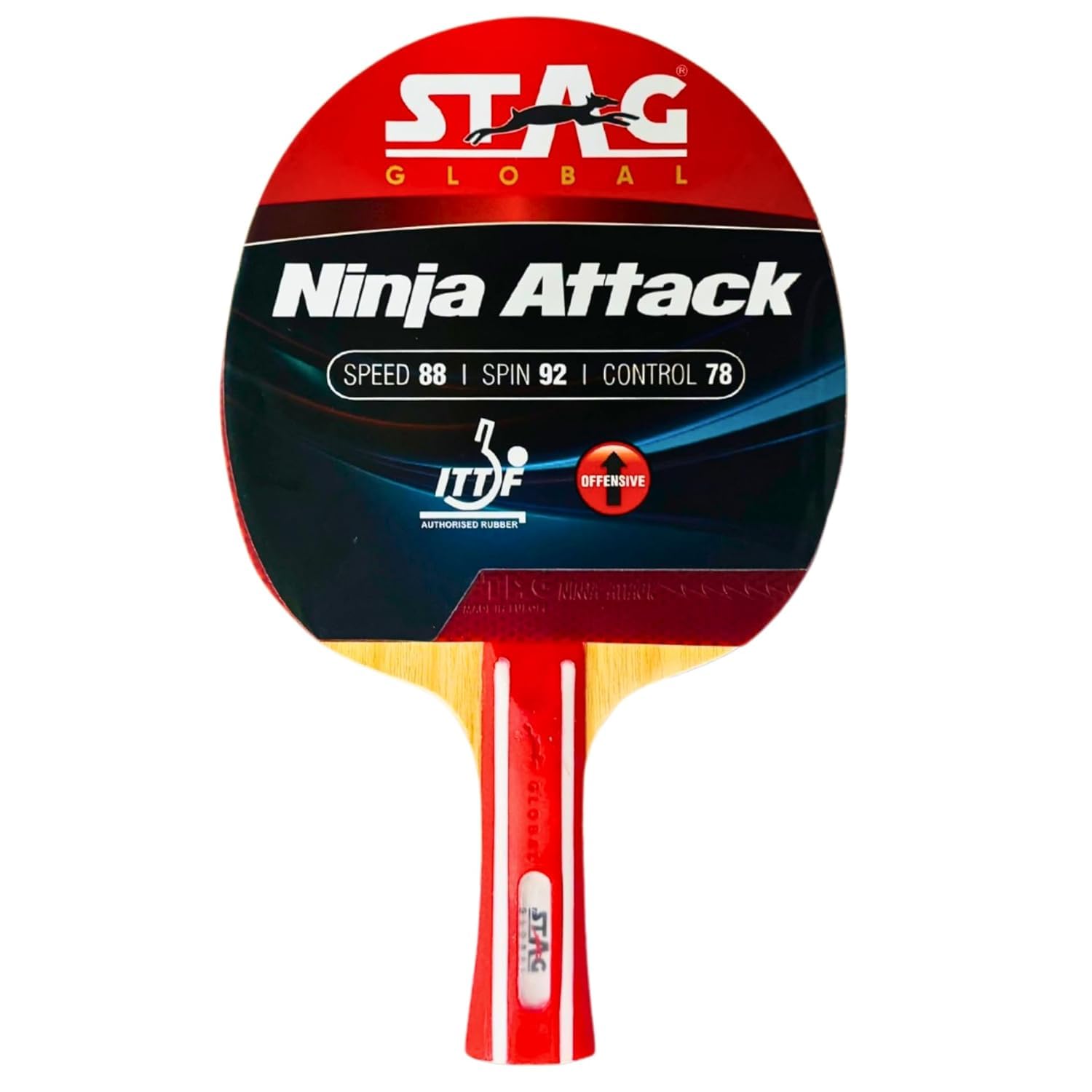 Stag Ninja Attack Table Tennis Racquet | 180 grams | Advanced | ITTF Approved Rubber | Multicolor Material: Wood-picture-15