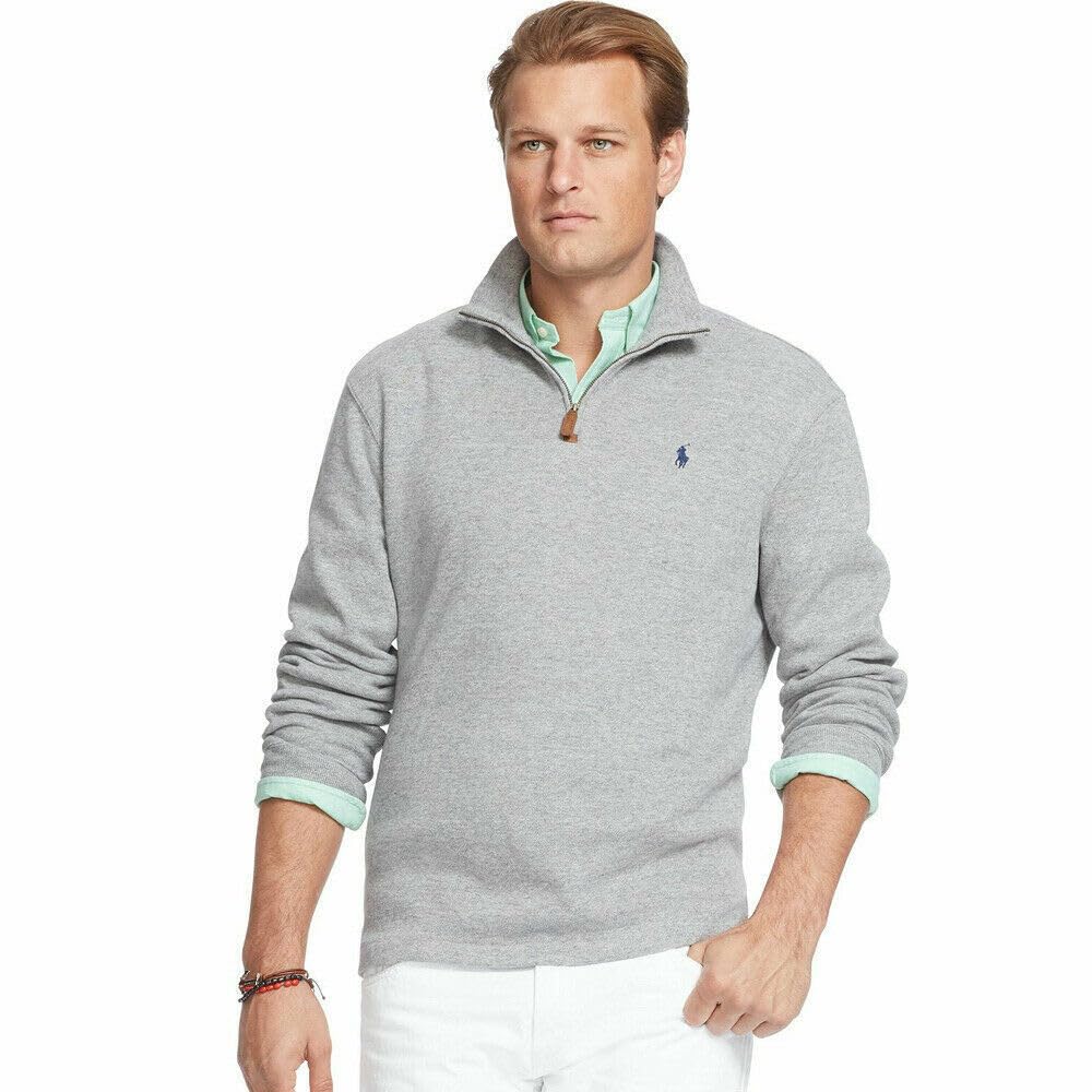 POLO RALPH LAUREN Men's Cotton Half Zip French Rib Sweater XXL