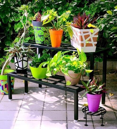 Kuber Industries Metal Pot Stand|Iron Flower Pot Stand for Outdoor Plants|Pack of 3 (Black) (B0CJ5F2ZZL) Amazon Price History, Amazon Price Tracker