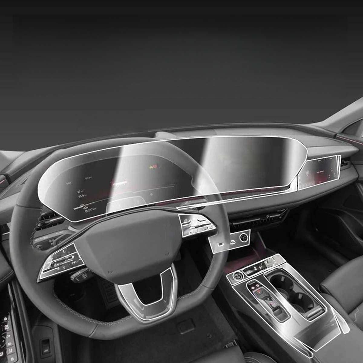 Car Interior Center Console Navigator Gear Panel TPU Transparent Protect Film, for Audi Q6 e-tron 2025 Accessories