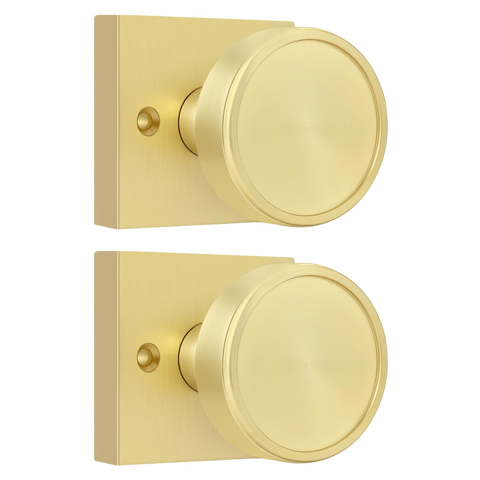 Brushed Gold Door Knobs - 6 Pack Privacy Knobs -18