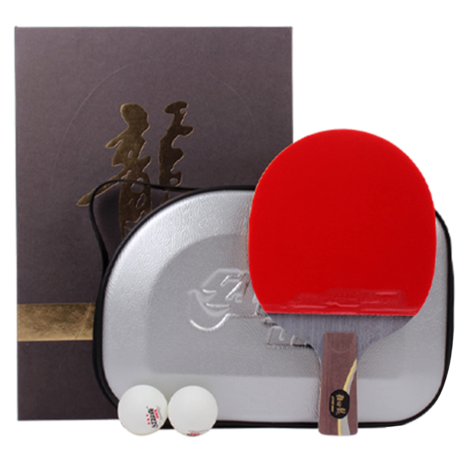 Palas Ping Pong con Placa Base de Carbono y Madera, Potente Paleta de Raquetas de Tenis de Mesa en Goma Profesional