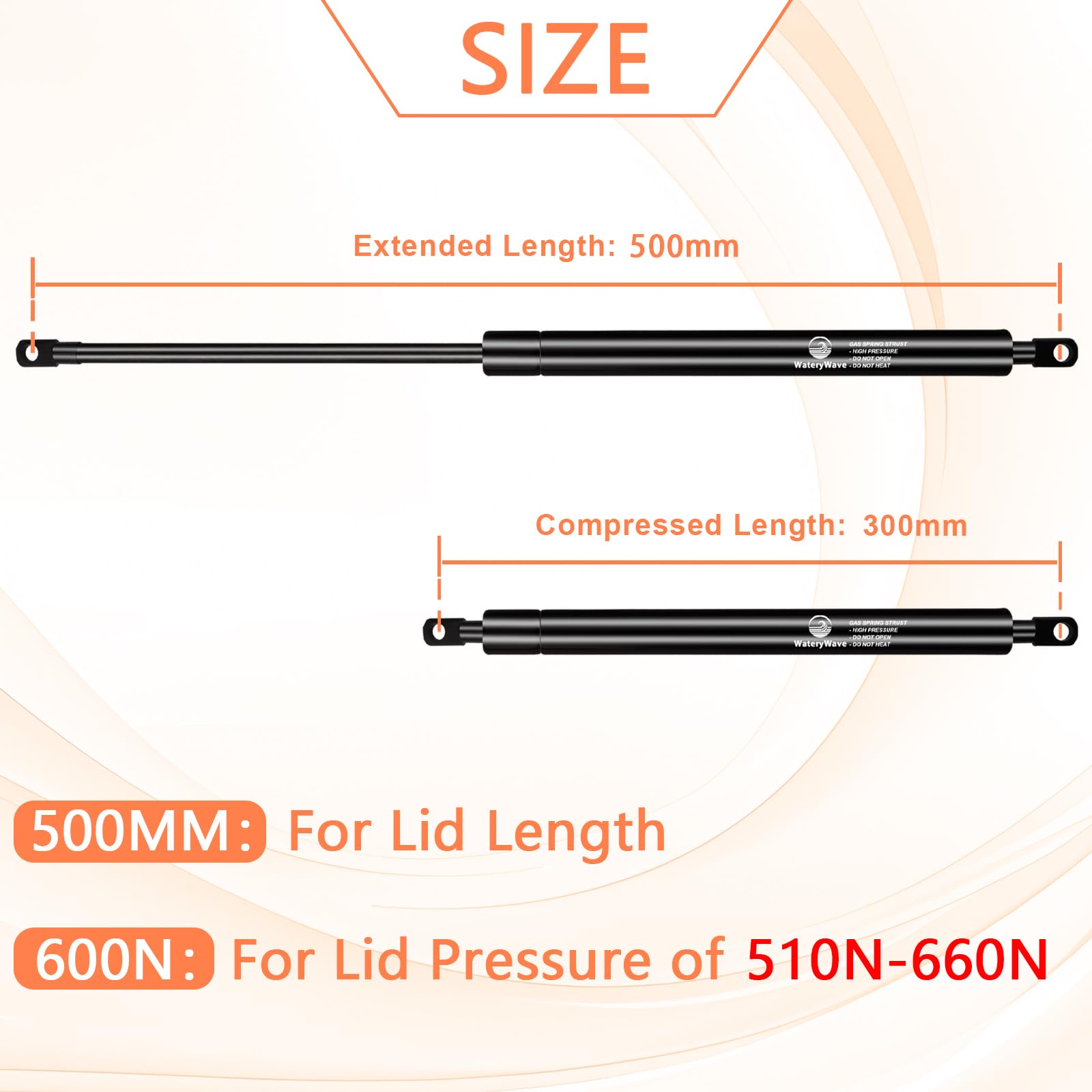 500MM 600N Molle a Gas con 8mm Occhiello Teste Pistoni per Ante Cucina Mobili Pistoncini Idraulici per Pesante Coperchio Gabinetto Pavimento Porta di Trappola(500MM-600N)