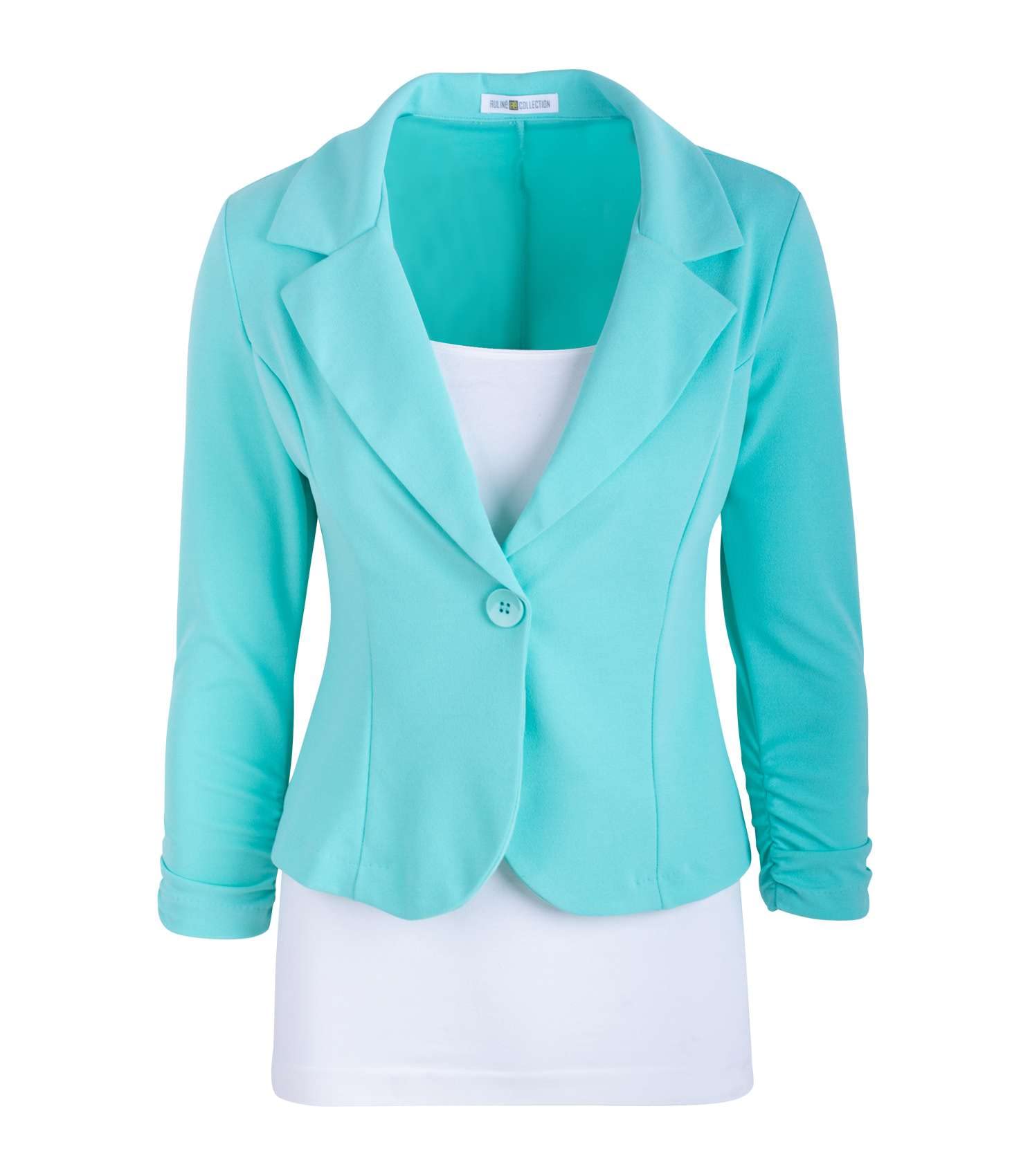 Aulin Collection Womens Casual Work Solid Color Knit Blazer Mint Medium