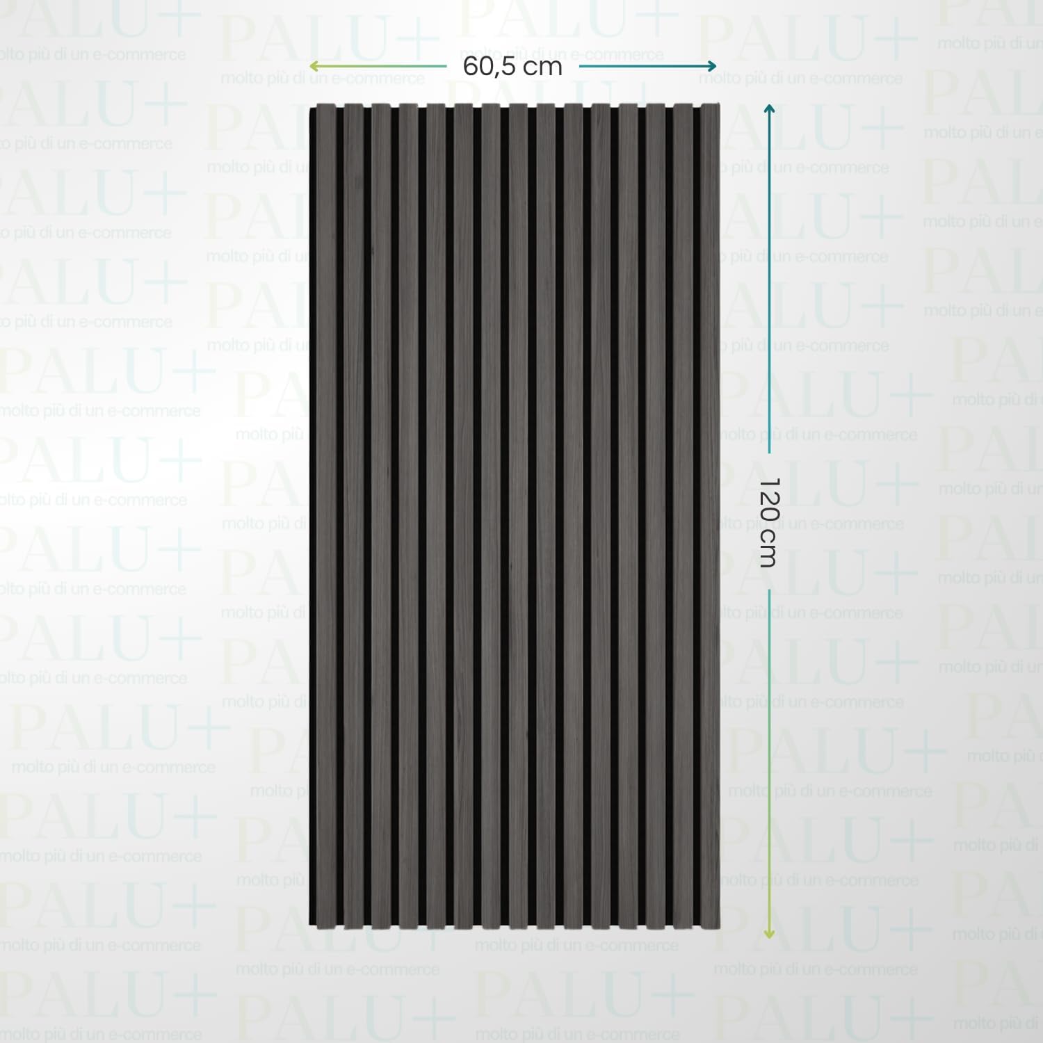 Paluplus Set 4 Pannelli Fonoassorbenti con Doghe Effetto Legno, Misura 120x60 cm - 2,88 ㎡, Pannello 3D Spessore da 2,1 cm, Rivestimento Acustico Decorativo per Pareti e Soffitti -4544M -22 (Nero)