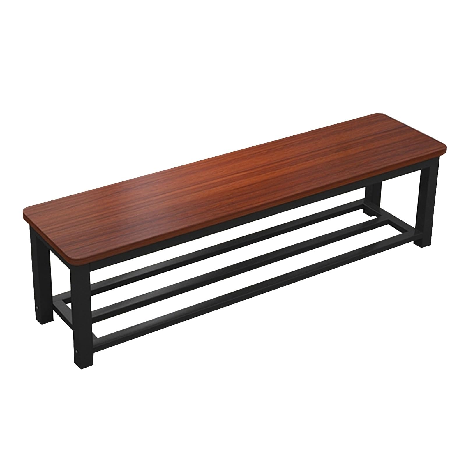 Banc à chaussures en bois 119 cm et métal noir pour l'entrée