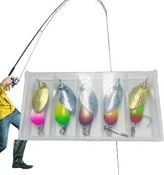Spinnerbait, Bass Spinner Bait | Bass Fishing Spinner Baits Bass Baits Fishing Spinner | 5 Pcs Spinner Lure Routure Lure with Storage Box Fishing Tandem Willow for Saltwater Beginners Tandem Willow