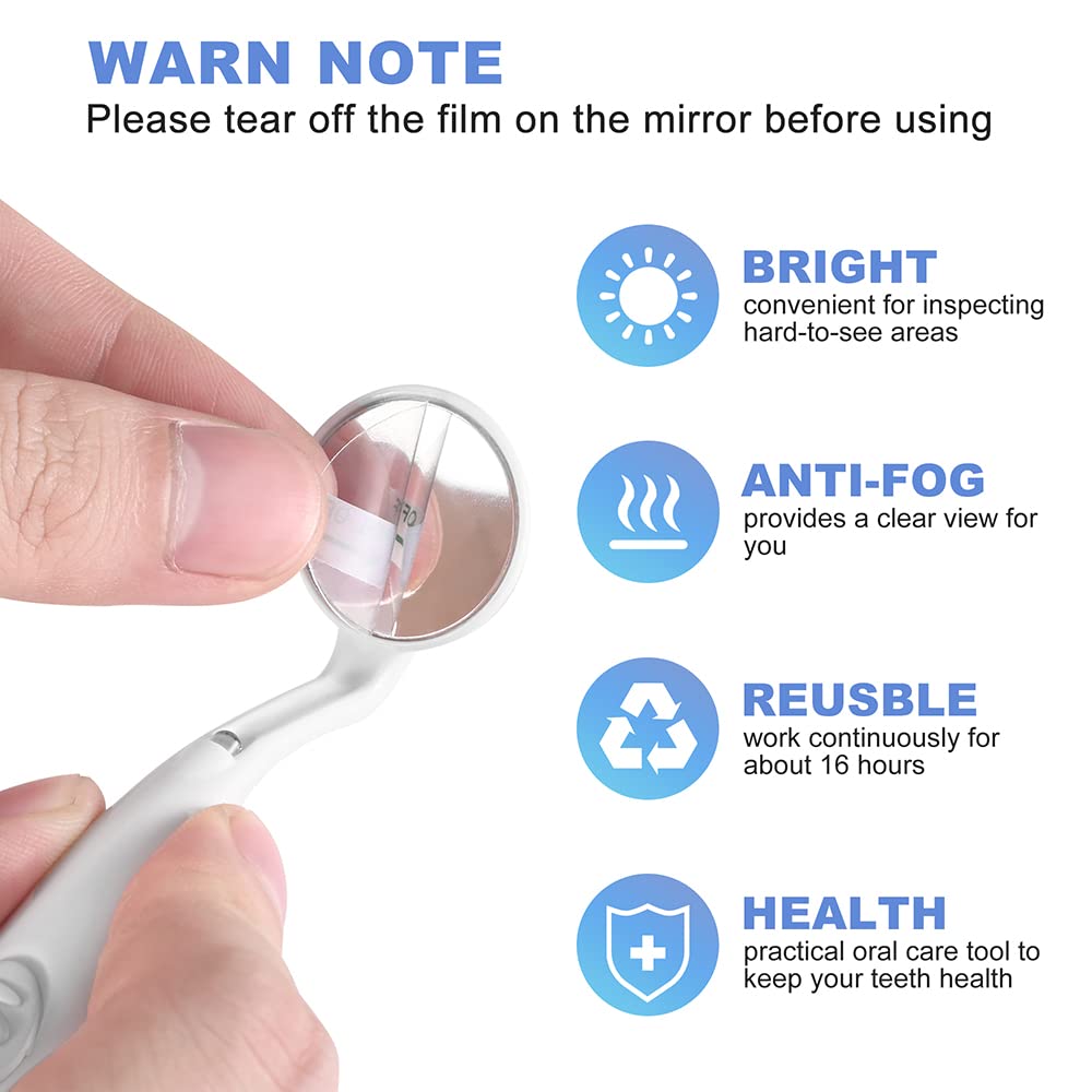 Espejo dental multicolor con luz de inspección de dientes, espejo LED antivaho, MM380, herramienta de cuidado bucal para dentistas (azul cielo)