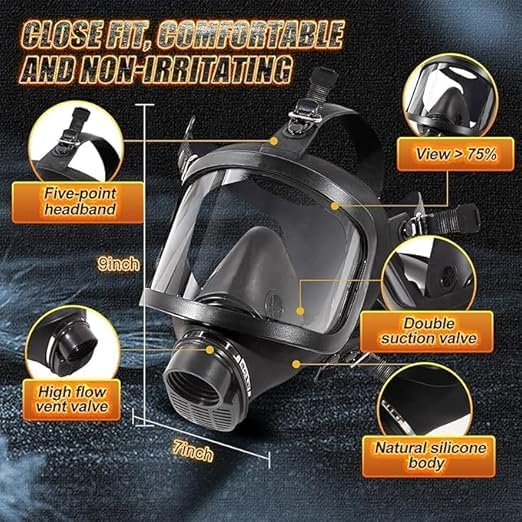 Générique Masque Respiratoire Intégral Réutilisable en Silicone, Respirateur avec Filtre Charbon Actif 40mm, Visage Polycarbonate Anti-Buée pour Peinture Soudure Travaux Industriels