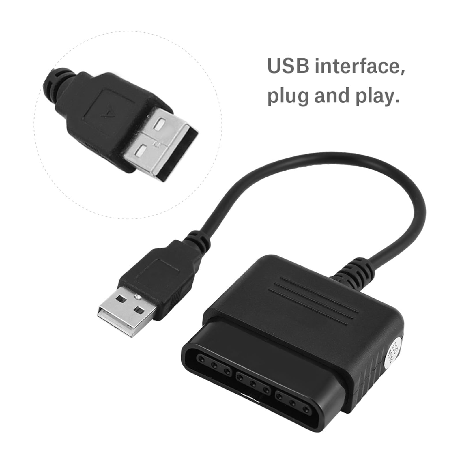 Tissting Adattatore Controller PS2 a USB, Convertitore Cavo per Controller PS3/PC, Materiale ABS, Compatibile con PS2, PS3, PC per Giocatori di Videogiochi